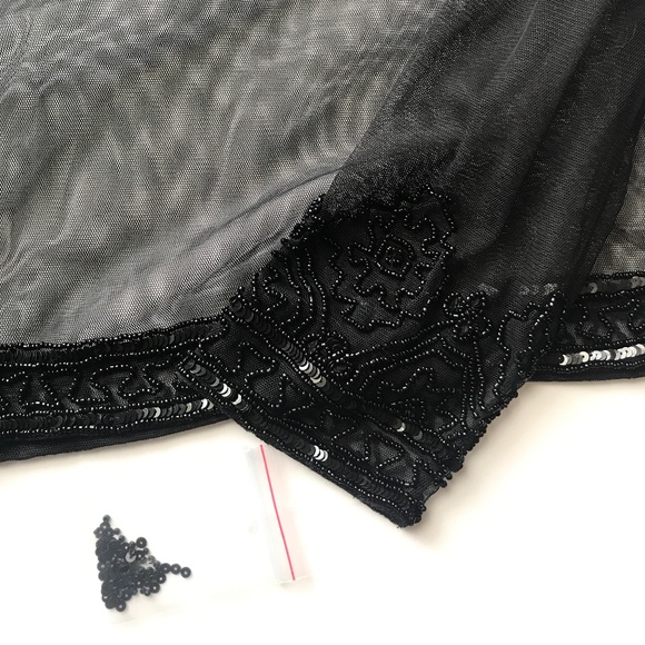 COPY - Reflections Beaded Sheer Top, Long Sheer sleeves. Black.  Size 10 - Picture 4 of 4